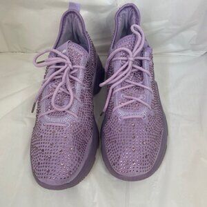 Bebe Women's Leyla Lace-Up Purple Rhinestone Sneakers, size 10